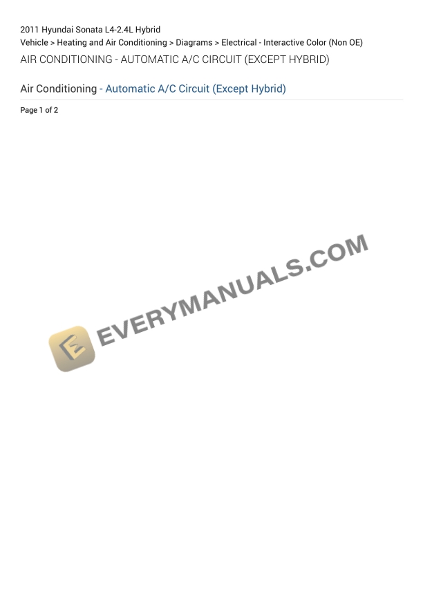 Hyundai Sonata 2011 Electrical Diagrams L4-2.4L Hybrid