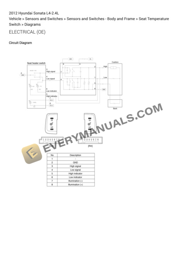 Hyundai Sonata 2012 Electrical Diagrams L4-2.4L 6 Hyundai Sonata 2012 Electrical Diagrams L4-2.4L - Image 4