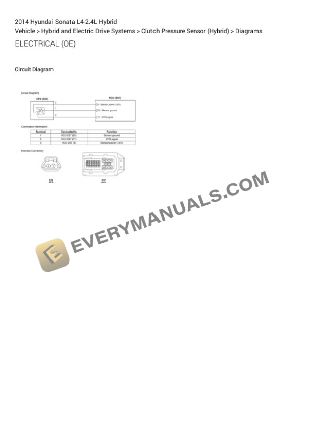 Hyundai Sonata 2014 Electrical Diagrams L4-2.4L Hybrid 4 Hyundai Sonata 2014 Electrical Diagrams L4-2.4L Hybrid - Image 2