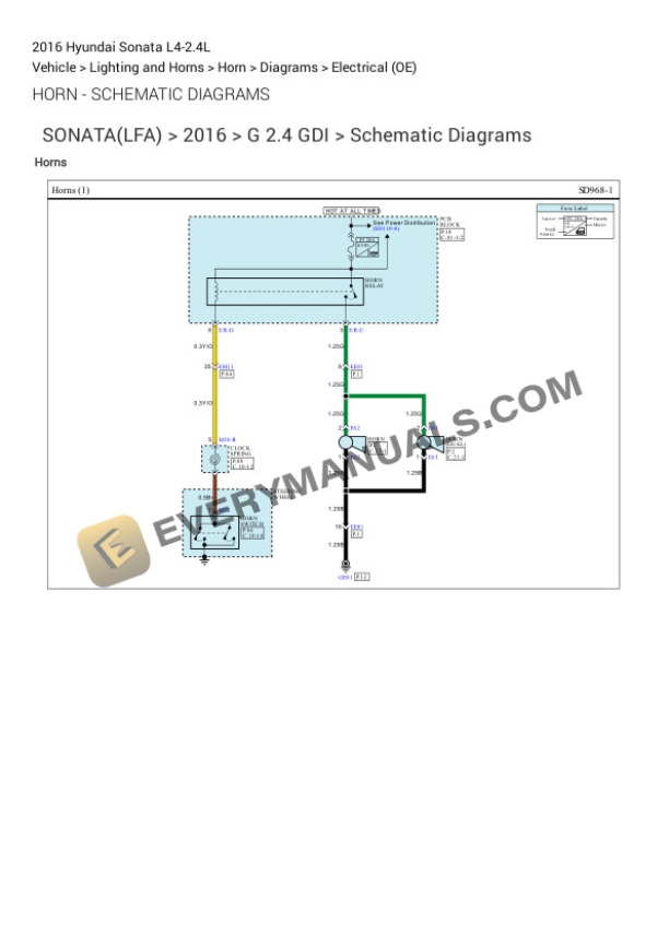 Hyundai Sonata 2016 Electrical Diagrams L4-2.4L 6 Hyundai Sonata 2016 Electrical Diagrams L4-2.4L - Image 4