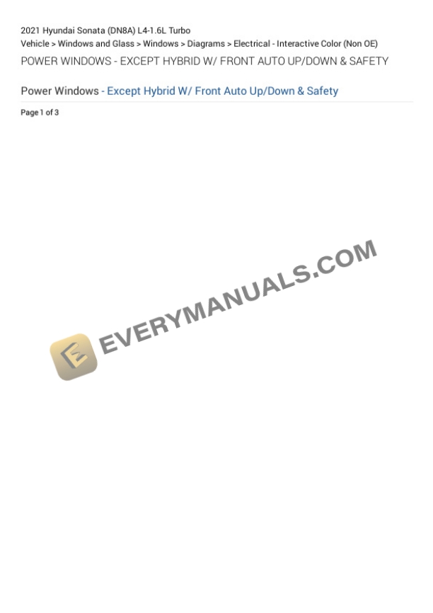 Hyundai Sonata (DN8A) 2021 Electrical Diagrams L4-1.6L Turbo 4 Hyundai Sonata (DN8A) 2021 Electrical Diagrams L4-1.6L Turbo - Image 2