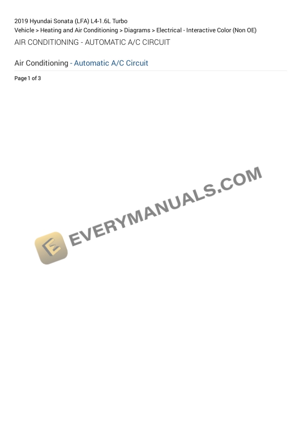 Hyundai Sonata (LFA) 2019 Electrical Diagrams L4-1.6L Turbo