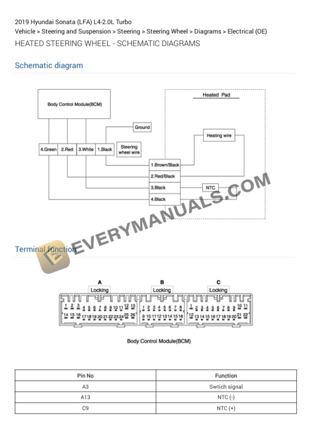 Hyundai Sonata (LFA) 2019 Electrical Diagrams L4-2.0L Turbo 6 Hyundai Sonata (LFA) 2019 Electrical Diagrams L4-2.0L Turbo - Image 4
