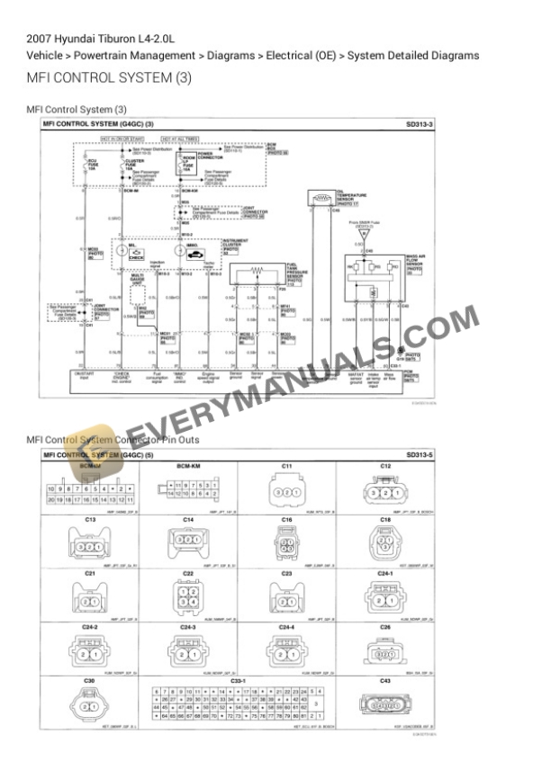 Hyundai Tiburon 2007 Electrical Diagrams L4-2.0L 6 Hyundai Tiburon 2007 Electrical Diagrams L4-2.0L - Image 4