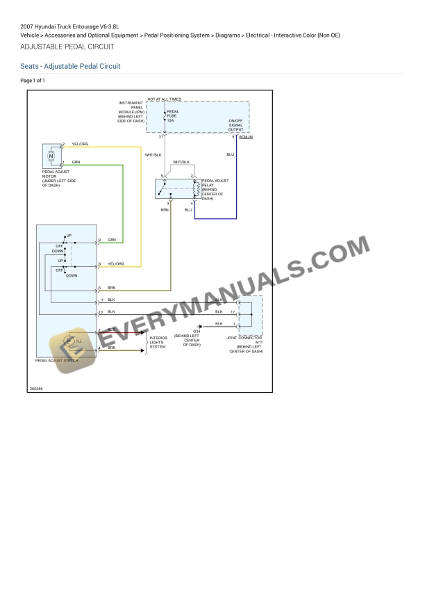 Hyundai Truck Entourage 2007 Electrical Diagrams V6-3.8L