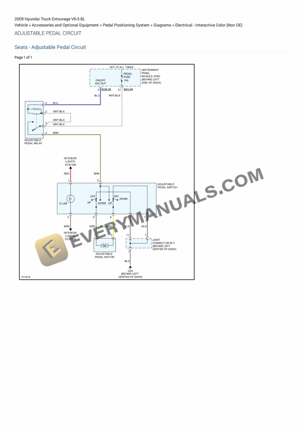 hyundai truck entourage 2009 electrical diagrams v6 38l 1
