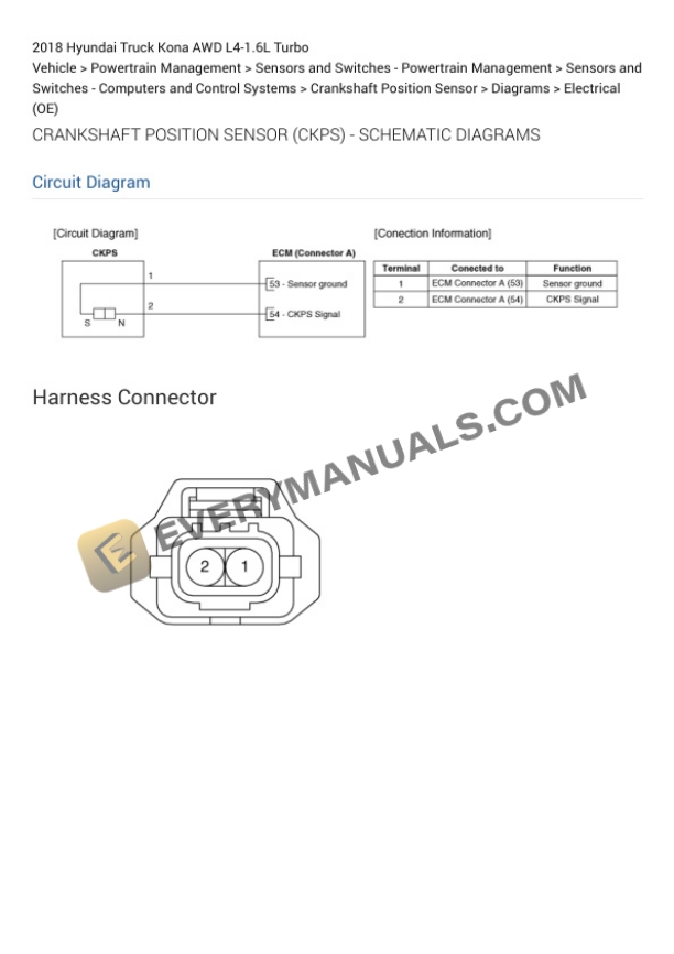 Hyundai Truck Kona AWD 2018 Electrical Diagrams L4-1.6L Turbo 4 Hyundai Truck Kona AWD 2018 Electrical Diagrams L4-1.6L Turbo - Image 2