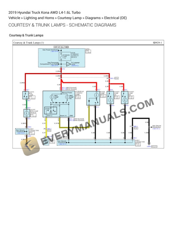 Hyundai Truck Kona AWD 2019 Electrical Diagrams L4-1.6L Turbo 4 Hyundai Truck Kona AWD 2019 Electrical Diagrams L4-1.6L Turbo - Image 2