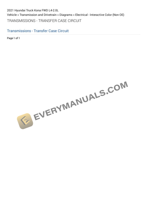 Hyundai Truck Kona FWD 2021 Electrical Diagrams L4-2.0L 4 Hyundai Truck Kona FWD 2021 Electrical Diagrams L4-2.0L - Image 2