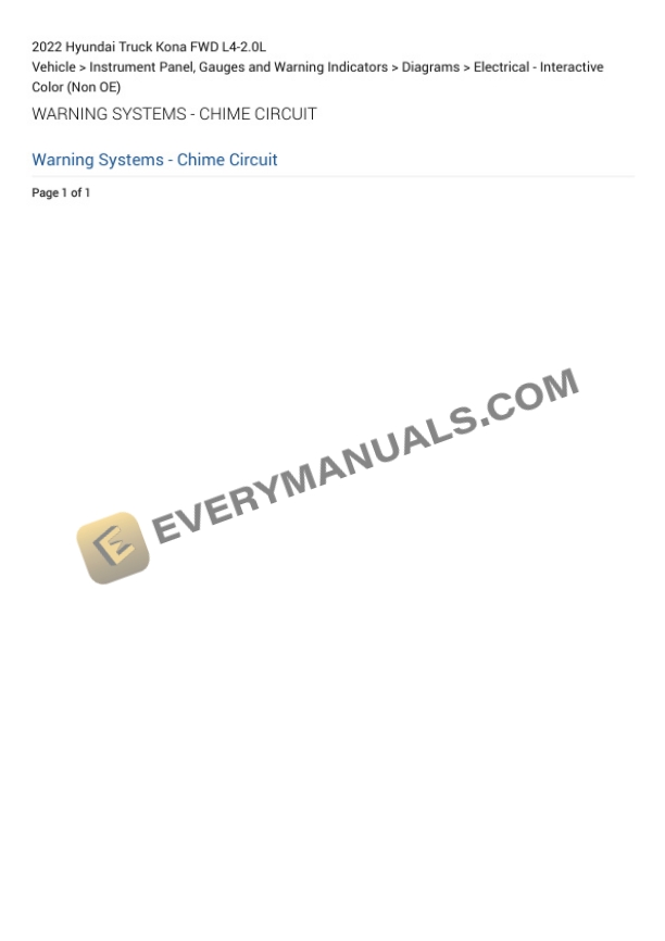 Hyundai Truck Kona FWD 2022 Electrical Diagrams L4-2.0L 4 Hyundai Truck Kona FWD 2022 Electrical Diagrams L4-2.0L - Image 2