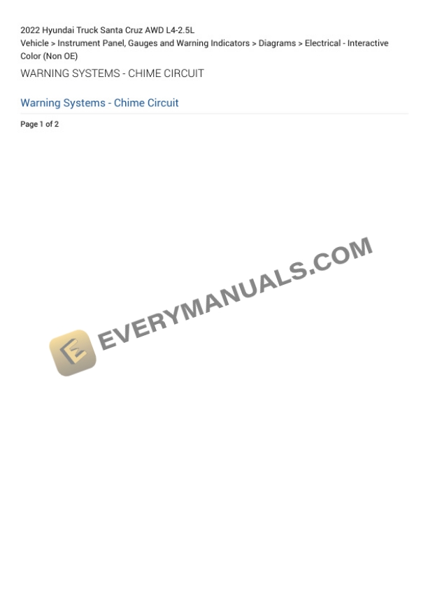Hyundai Truck Santa Cruz AWD 2022 Electrical Diagrams L4-2.5L 4 Hyundai Truck Santa Cruz AWD 2022 Electrical Diagrams L4-2.5L - Image 2