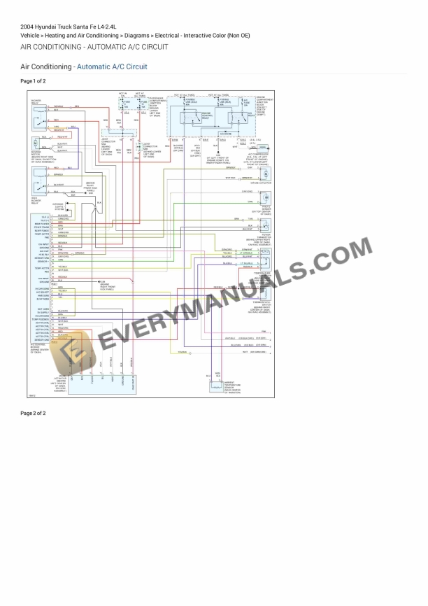Hyundai Truck Santa Fe 2004 Electrical Diagrams L4-2.4L