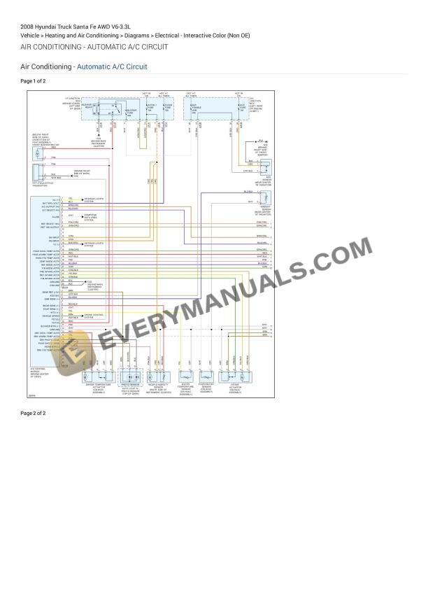 Hyundai Truck Santa Fe AWD 2008 Electrical Diagrams V6-3.3L 3 Hyundai Truck Santa Fe AWD 2008 Electrical Diagrams V6-3.3L