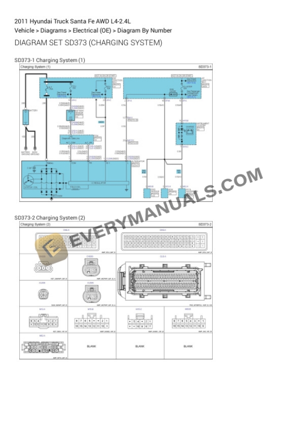 Hyundai Truck Santa Fe AWD 2011 Electrical Diagrams L4-2.4L 4 Hyundai Truck Santa Fe AWD 2011 Electrical Diagrams L4-2.4L - Image 2