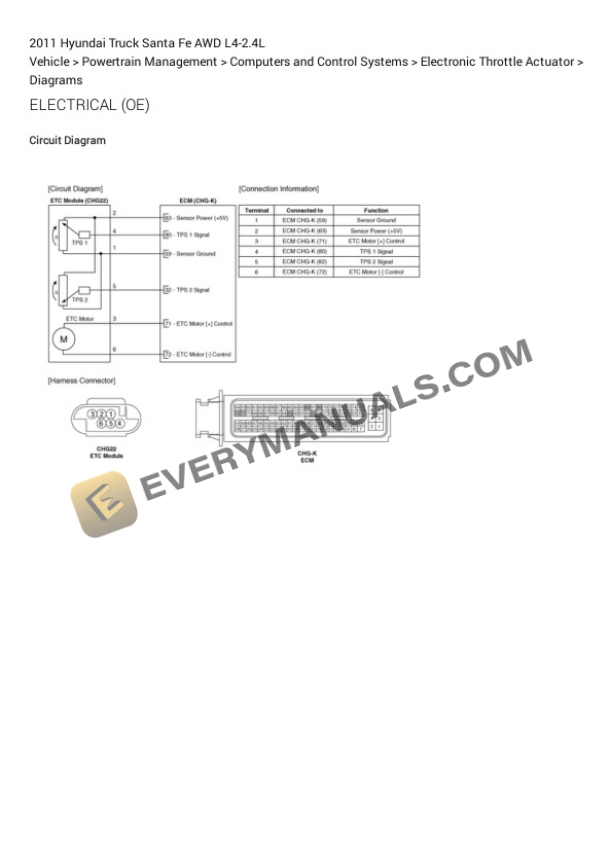 Hyundai Truck Santa Fe AWD 2011 Electrical Diagrams L4-2.4L 5 Hyundai Truck Santa Fe AWD 2011 Electrical Diagrams L4-2.4L - Image 3