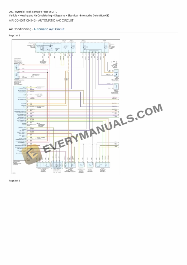 Hyundai Truck Santa Fe FWD 2007 Electrical Diagrams V6-2.7L