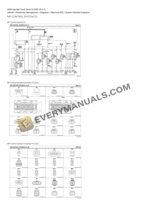 Hyundai Truck Santa Fe FWD 2008 Electrical Diagrams V6-2.7L 5 Hyundai Truck Santa Fe FWD 2008 Electrical Diagrams V6-2.7L - Image 3