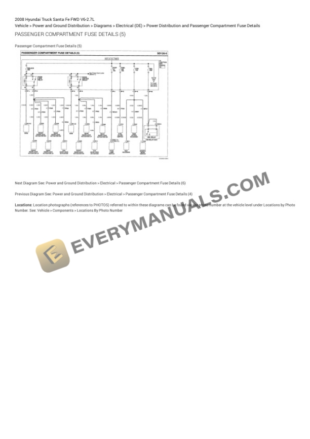 Hyundai Truck Santa Fe FWD 2008 Electrical Diagrams V6-2.7L 6 Hyundai Truck Santa Fe FWD 2008 Electrical Diagrams V6-2.7L - Image 4