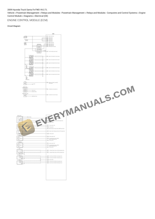 Hyundai Truck Santa Fe FWD 2009 Electrical Diagrams V6-2.7L 4 Hyundai Truck Santa Fe FWD 2009 Electrical Diagrams V6-2.7L - Image 2