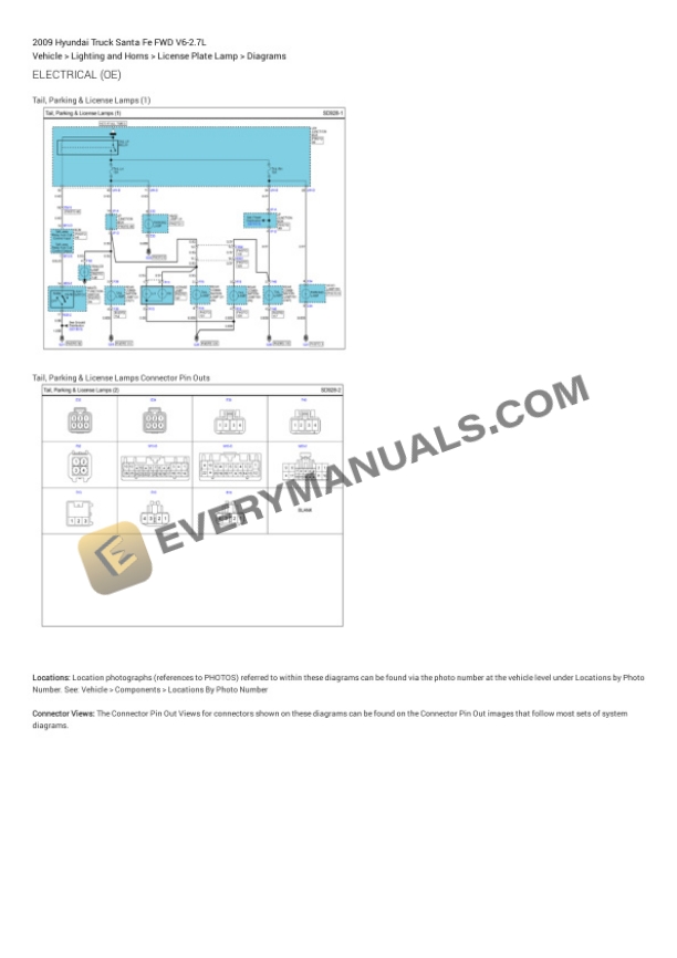 Hyundai Truck Santa Fe FWD 2009 Electrical Diagrams V6-2.7L 5 Hyundai Truck Santa Fe FWD 2009 Electrical Diagrams V6-2.7L - Image 3