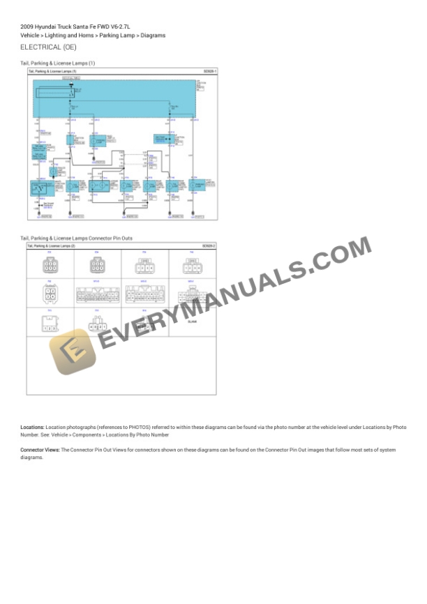 Hyundai Truck Santa Fe FWD 2009 Electrical Diagrams V6-2.7L 6 Hyundai Truck Santa Fe FWD 2009 Electrical Diagrams V6-2.7L - Image 4