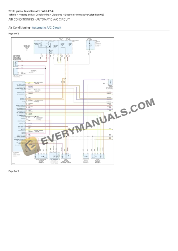 hyundai truck santa fe fwd 2010 electrical diagrams l4 24l 1
