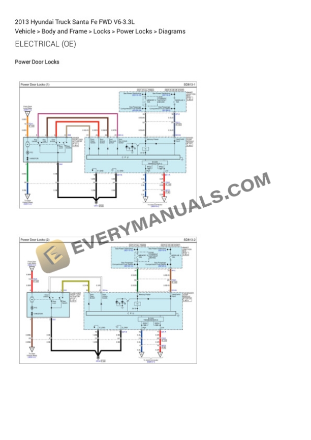 Hyundai Truck Santa Fe FWD 2013 Electrical Diagrams V6-3.3L 5 Hyundai Truck Santa Fe FWD 2013 Electrical Diagrams V6-3.3L - Image 3