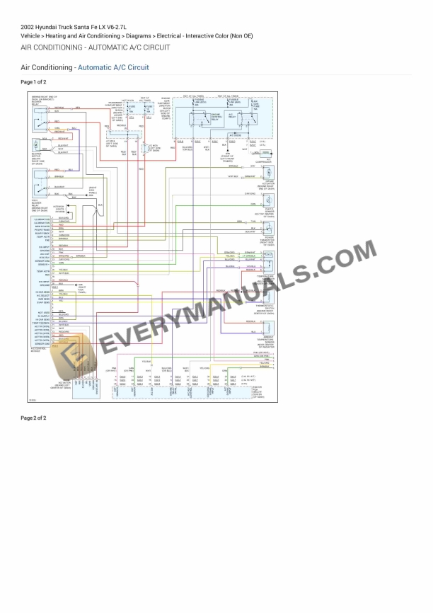Hyundai Truck Santa Fe LX 2002 Electrical Diagrams V6-2.7L