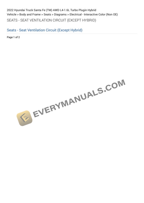 Hyundai Truck Santa Fe (TM) AWD 2022 Electrical Diagrams L4-1.6L Turbo Plugin Hybrid 4 Hyundai Truck Santa Fe (TM) AWD 2022 Electrical Diagrams L4-1.6L Turbo Plugin Hybrid - Image 2