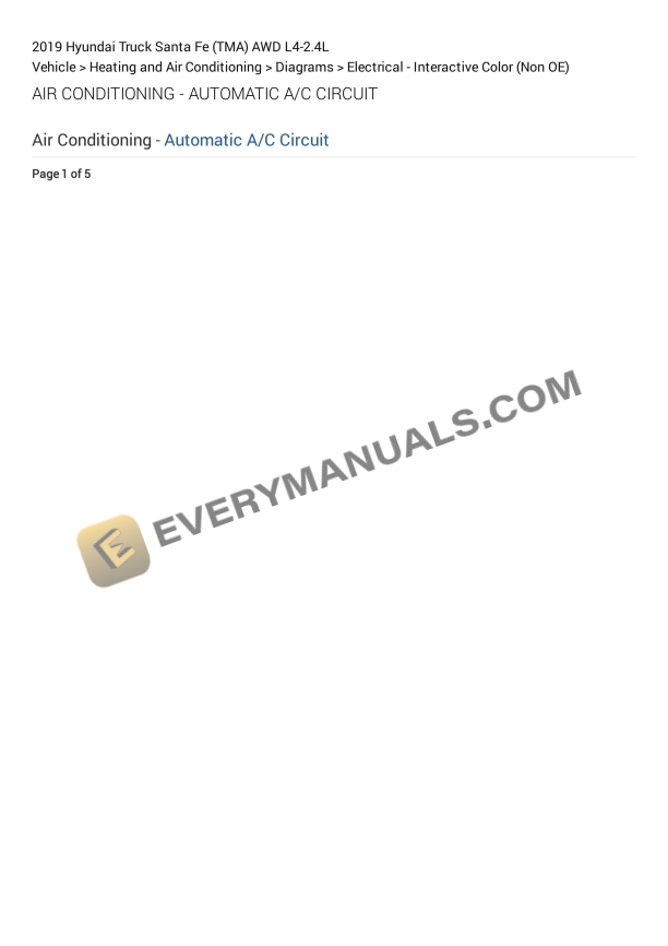 Hyundai Truck Santa Fe (TMA) AWD 2019 Electrical Diagrams L4-2.4L