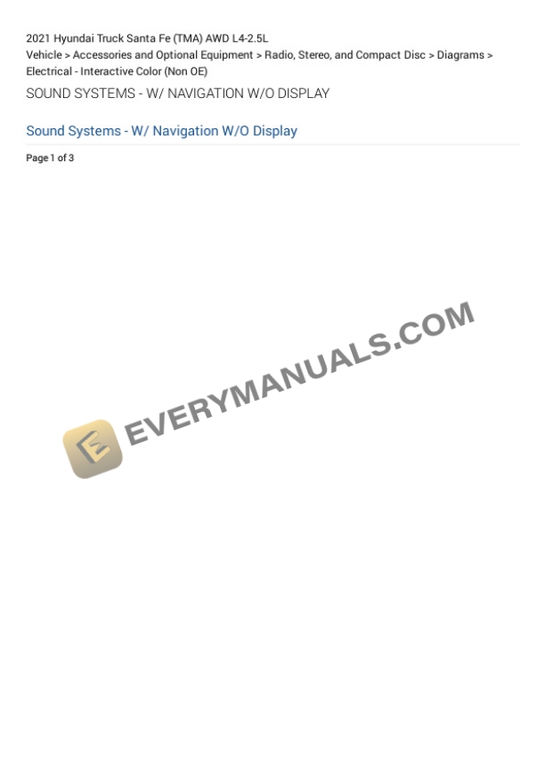 Hyundai Truck Santa Fe (TMA) AWD 2021 Electrical Diagrams L4-2.5L 4 Hyundai Truck Santa Fe (TMA) AWD 2021 Electrical Diagrams L4-2.5L - Image 2
