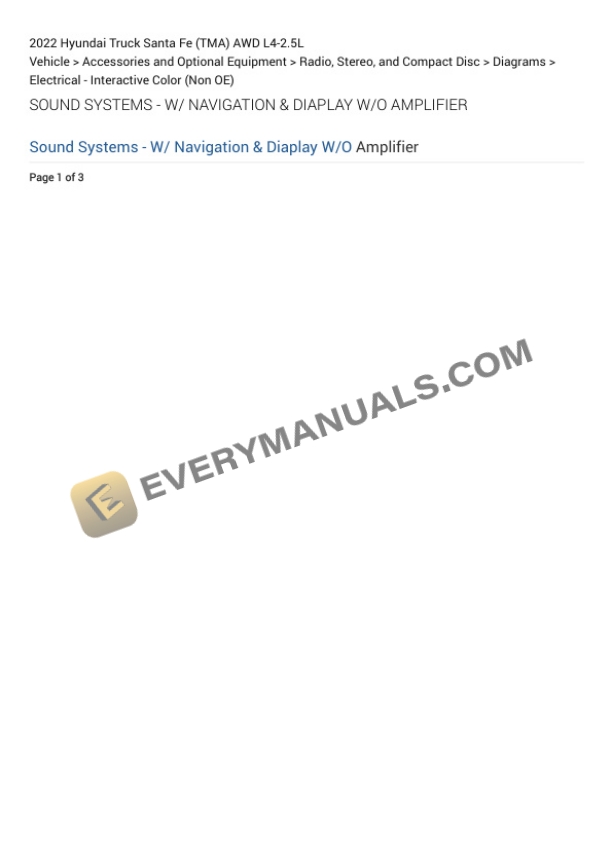 Hyundai Truck Santa Fe (TMA) AWD 2022 Electrical Diagrams L4-2.5L 4 Hyundai Truck Santa Fe (TMA) AWD 2022 Electrical Diagrams L4-2.5L - Image 2