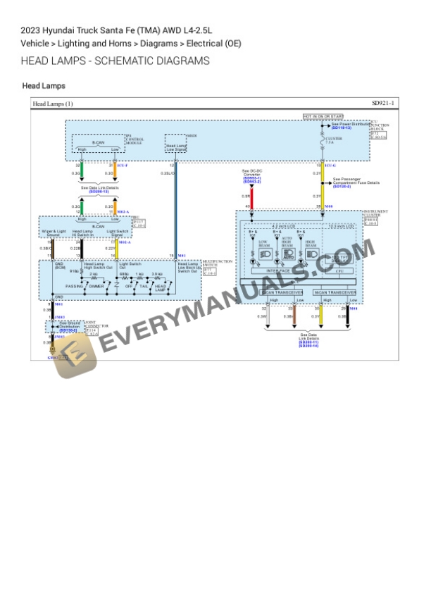 Hyundai Truck Santa Fe (TMA) AWD 2023 Electrical Diagrams L4-2.5L 7 Hyundai Truck Santa Fe (TMA) AWD 2023 Electrical Diagrams L4-2.5L - Image 5