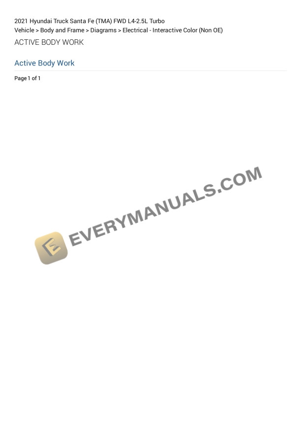 Hyundai Truck Santa Fe (TMA) FWD 2021 Electrical Diagrams L4-2.5L Turbo