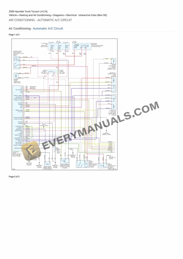 Hyundai Truck Tucson 2006 Electrical Diagrams L4-2.0L