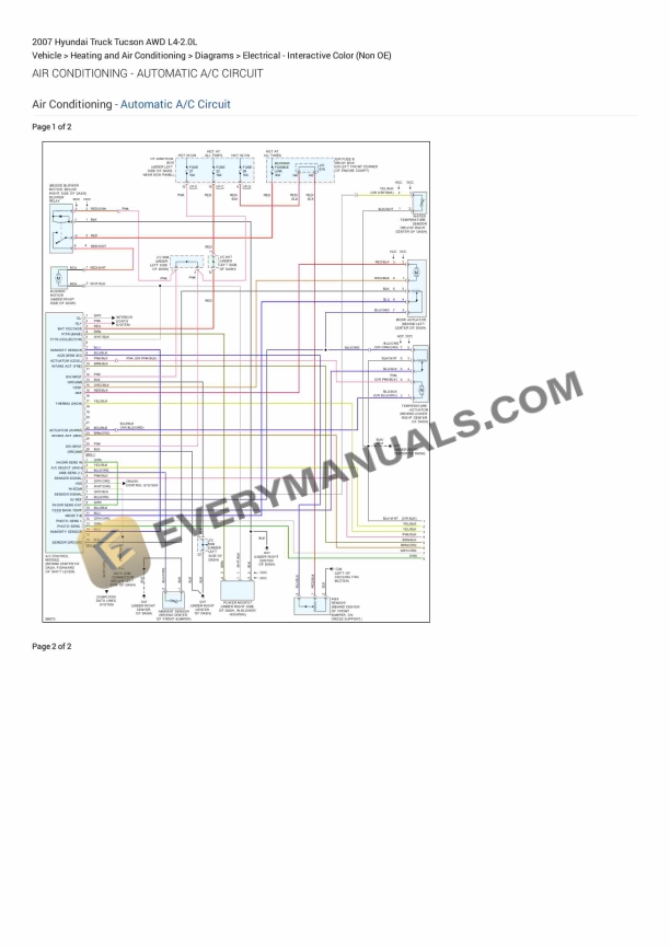 Hyundai Truck Tucson AWD 2007 Electrical Diagrams L4-2.0L