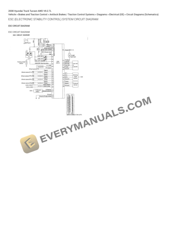 Hyundai Truck Tucson AWD 2008 Electrical Diagrams V6-2.7L 4 Hyundai Truck Tucson AWD 2008 Electrical Diagrams V6-2.7L - Image 2