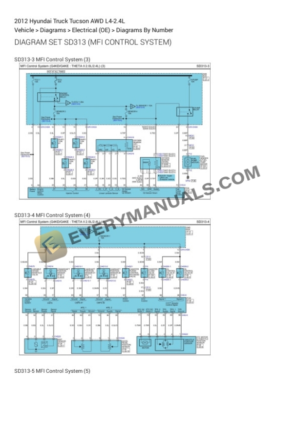 Hyundai Truck Tucson AWD 2012 Electrical Diagrams L4-2.4L 4 Hyundai Truck Tucson AWD 2012 Electrical Diagrams L4-2.4L - Image 2