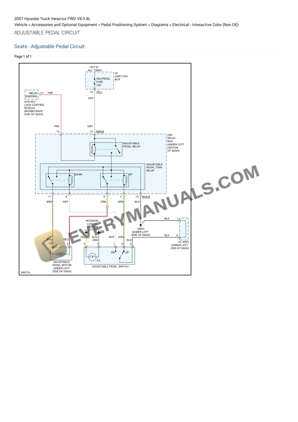 hyundai truck veracruz fwd 2007 electrical diagrams v6 38l 1