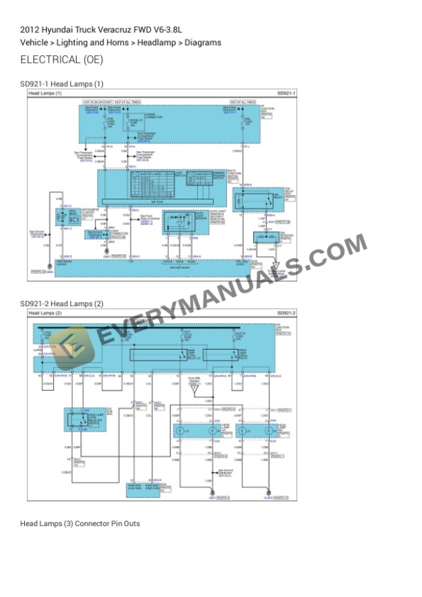 Hyundai Truck Veracruz FWD 2012 Electrical Diagrams V6-3.8L 6 Hyundai Truck Veracruz FWD 2012 Electrical Diagrams V6-3.8L - Image 4