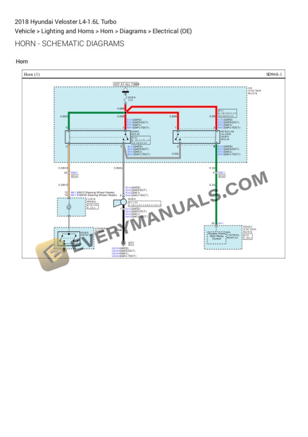 Hyundai Veloster 2018 Electrical Diagrams L4-1.6L Turbo 4 Hyundai Veloster 2018 Electrical Diagrams L4-1.6L Turbo - Image 2