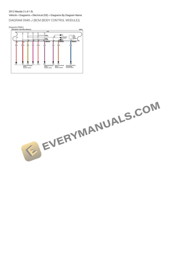 Mazda 2 2012 Electrical Diagrams L4-1.5L 6 Mazda 2 2012 Electrical Diagrams L4-1.5L - Image 4