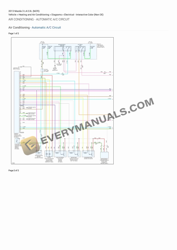 Mazda 3 2013 Electrical Diagrams L4-2.0L (MZR)