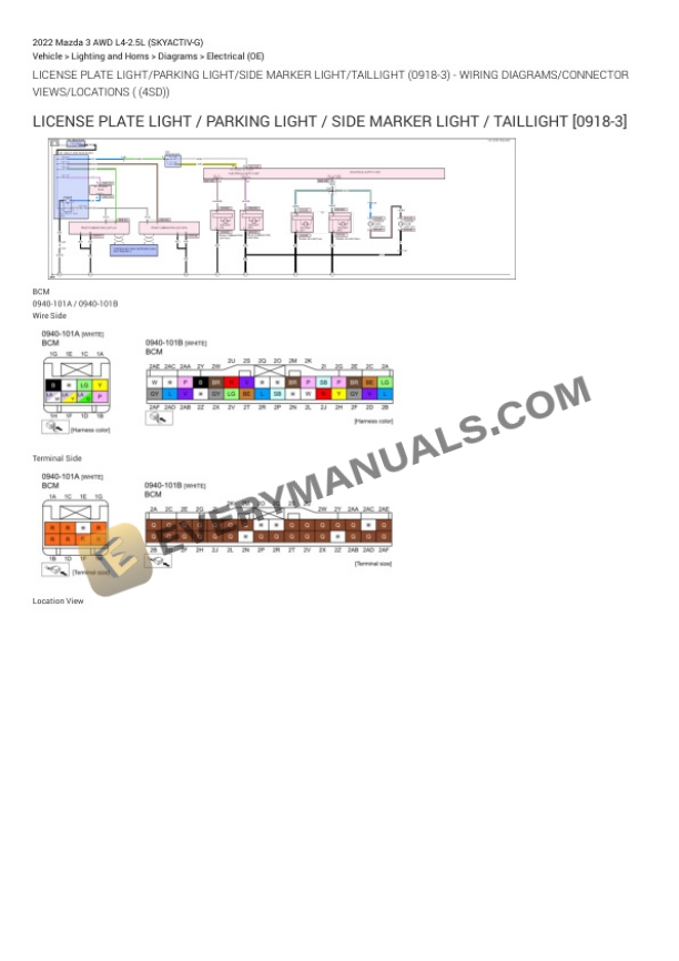 Mazda 3 AWD 2022 Electrical Diagrams L4-2.5L (SKYACTIV-G) 6 Mazda 3 AWD 2022 Electrical Diagrams L4-2.5L (SKYACTIV-G) - Image 4