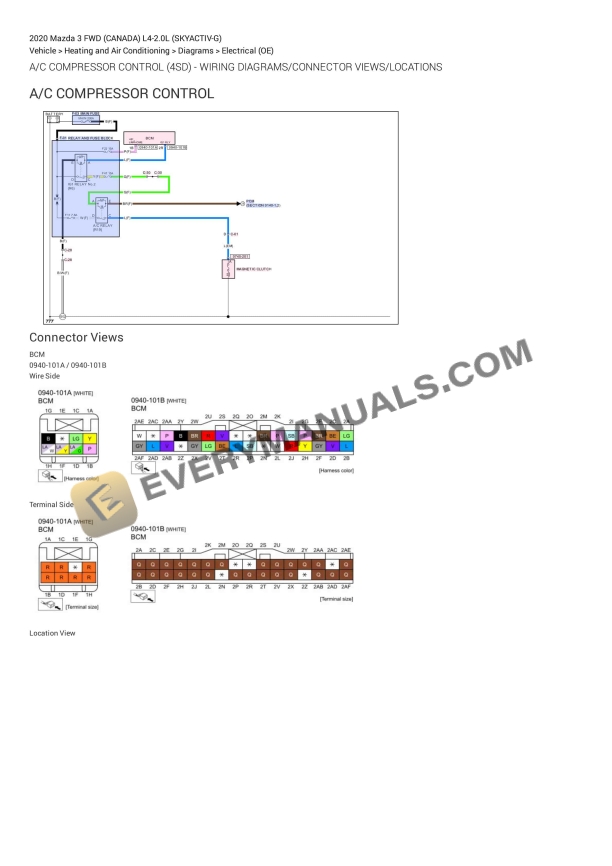 mazda 3 fwd canada 2020 electrical diagrams l4 20l skyactiv g 1