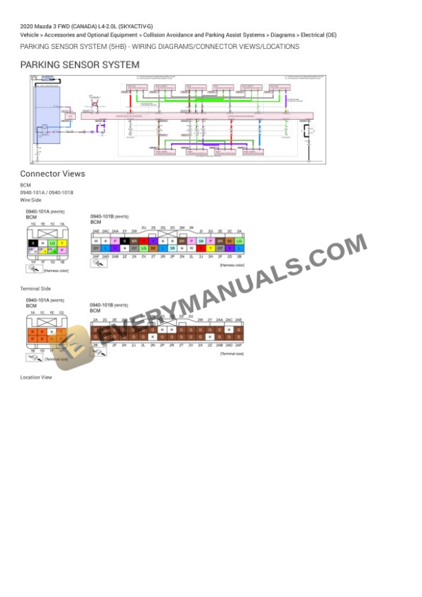 Mazda 3 FWD (CANADA) 2020 Electrical Diagrams L4-2.0L (SKYACTIV-G) 7 Mazda 3 FWD (CANADA) 2020 Electrical Diagrams L4-2.0L (SKYACTIV-G) - Image 5