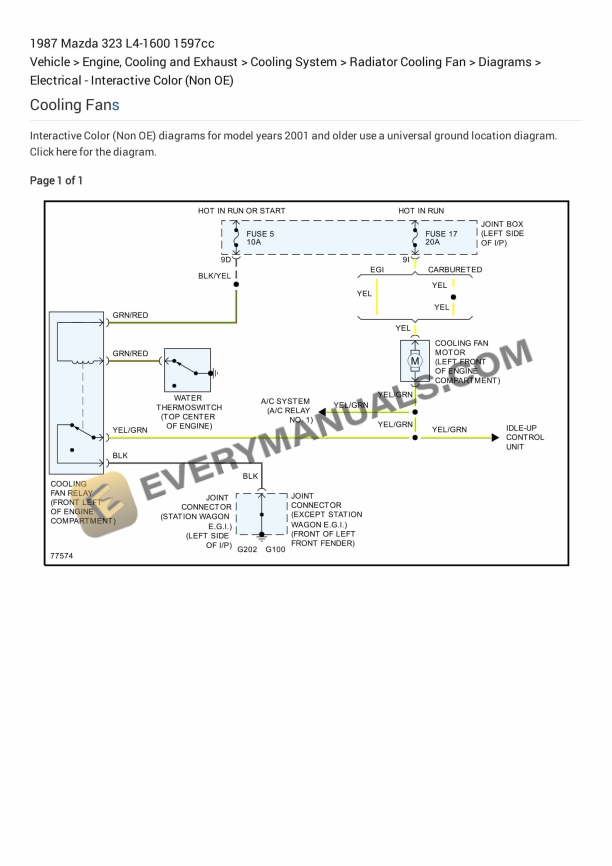 mazda 323 1987 electrical diagrams l4 1600 1597cc 1