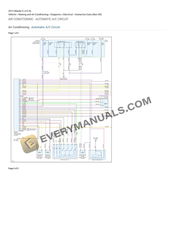 Mazda 5 2012 Electrical Diagrams L4-2.5L