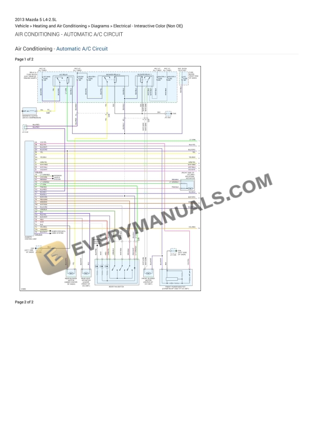 Mazda 5 2013 Electrical Diagrams L4-2.5L