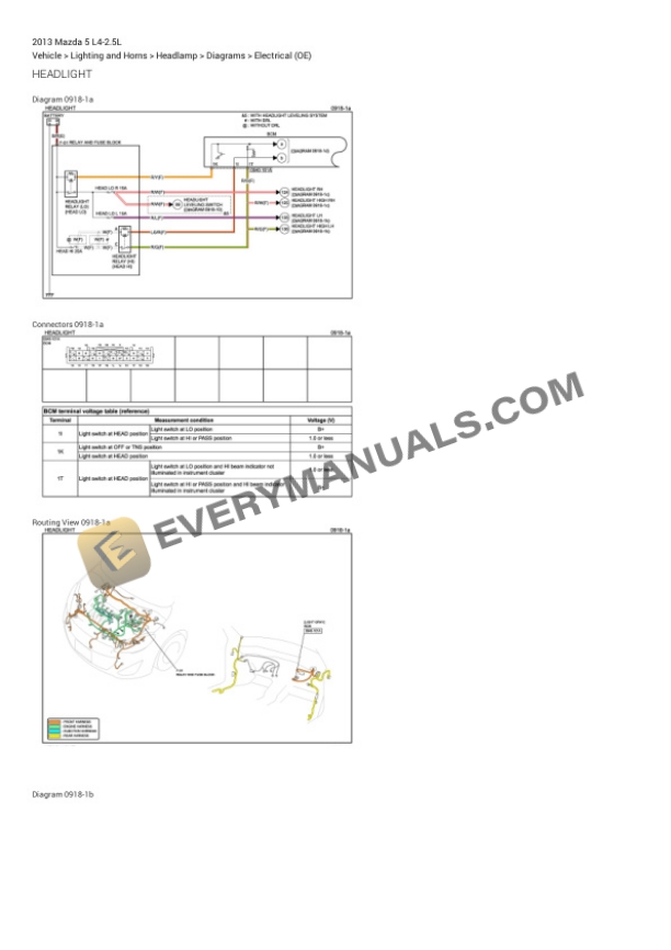 Mazda 5 2013 Electrical Diagrams L4-2.5L 6 Mazda 5 2013 Electrical Diagrams L4-2.5L - Image 4